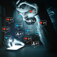 Concept of using a smartphone for social media Concept of using a smartphone for social media